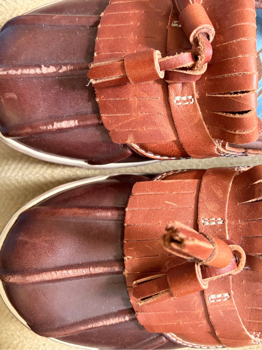 L.L. Bean Women's Brown Leather Fringe Tassel Rain  Shoes